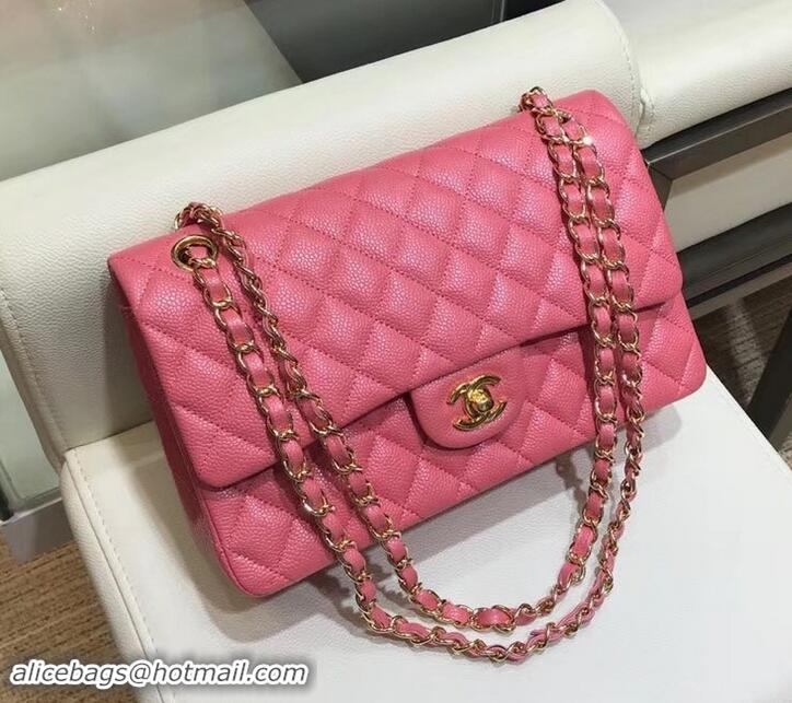 Luxury Chanel Caviar leather 1112 Classic Medium Flap Bag Dark Pink with gold hardware