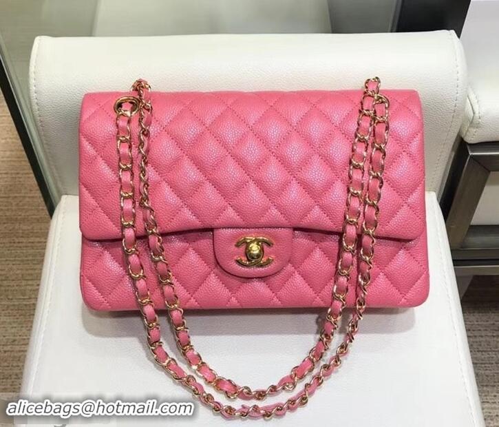 Luxury Chanel Caviar leather 1112 Classic Medium Flap Bag Dark Pink with gold hardware