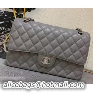 Classic Hot Chanel caviar leather 1112 Classic Medium flap bag gray with Silver Hardware