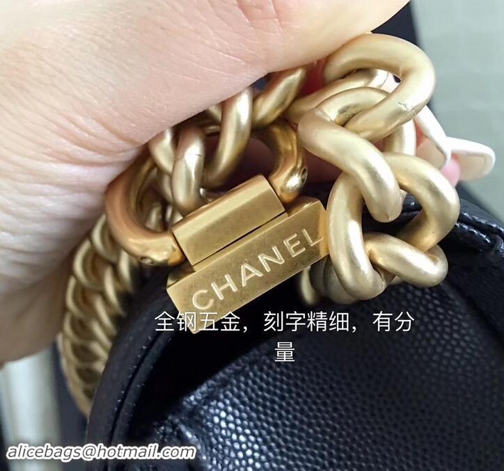 Luxury Chanel Original Quality small caviar chevron Boy Bag black With Gold Hardware 616011