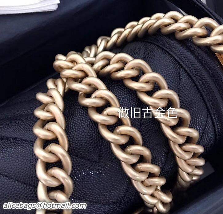 Luxury Chanel Original Quality small caviar chevron Boy Bag black With Gold Hardware 616011