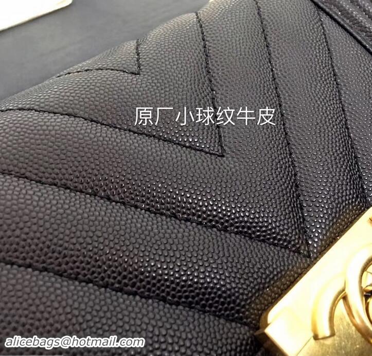 Luxury Chanel Original Quality small caviar chevron Boy Bag black With Gold Hardware 616011