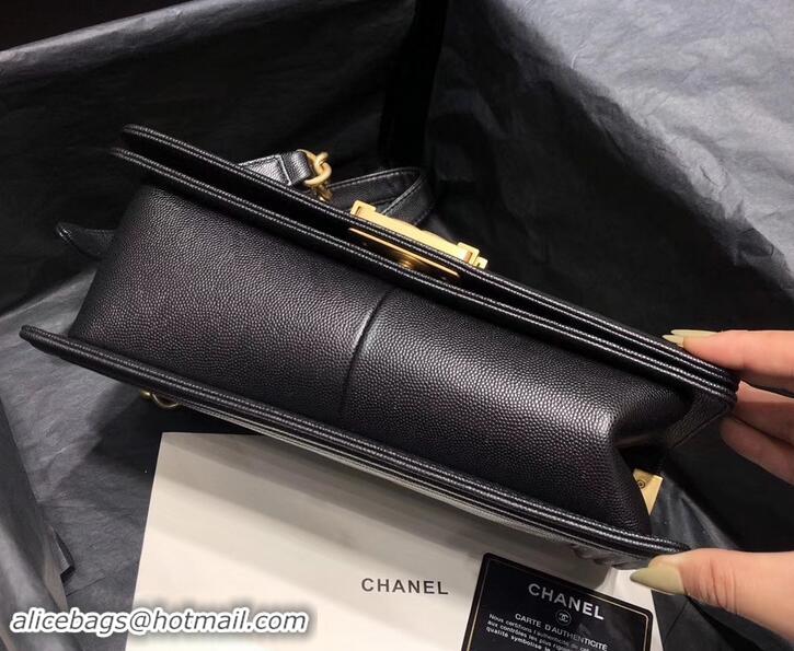 Discounts Chanel Original Quality caviar chevron medium Boy Bag black With Gold Hardware 616013