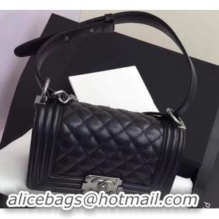 Luxury Chanel Original Quality caviar small Boy Bag black With silver Hardware 616015