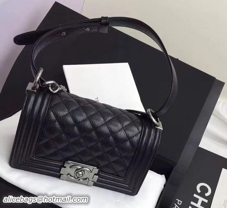 Luxury Chanel Original Quality caviar small Boy Bag black With silver Hardware 616015