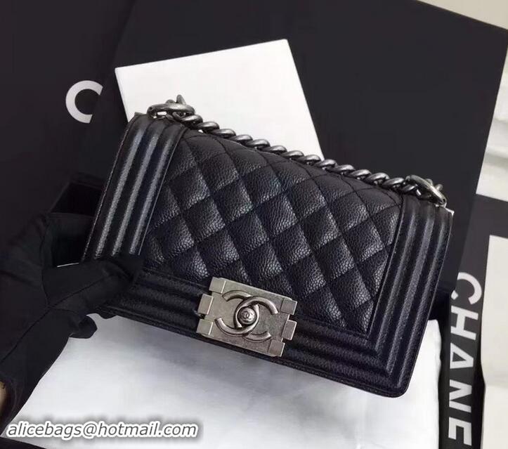 Luxury Chanel Original Quality caviar small Boy Bag black With silver Hardware 616015