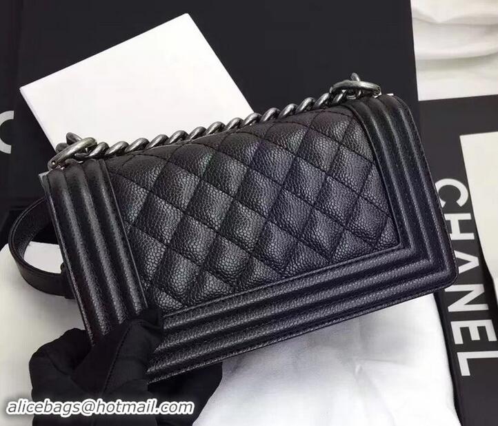 Luxury Chanel Original Quality caviar small Boy Bag black With silver Hardware 616015