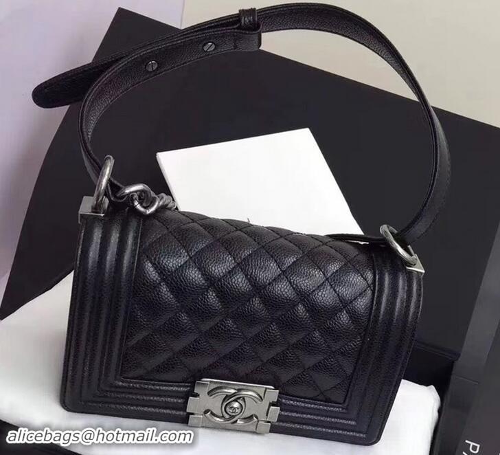 Luxury Chanel Original Quality caviar small Boy Bag black With silver Hardware 616015