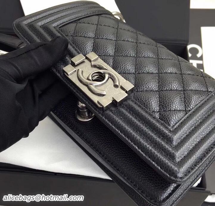 Luxury Chanel Original Quality caviar small Boy Bag black With silver Hardware 616015