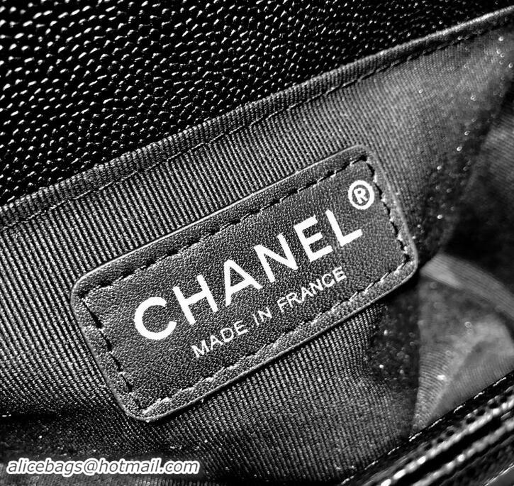 Stylish Chanel Original Quality so black small Boy Bag in caviar leather 616017