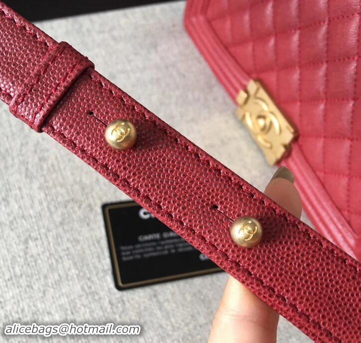 Luxury Chanel Original Quality caviar medium Boy Bag burgundy with gold hardware 616017