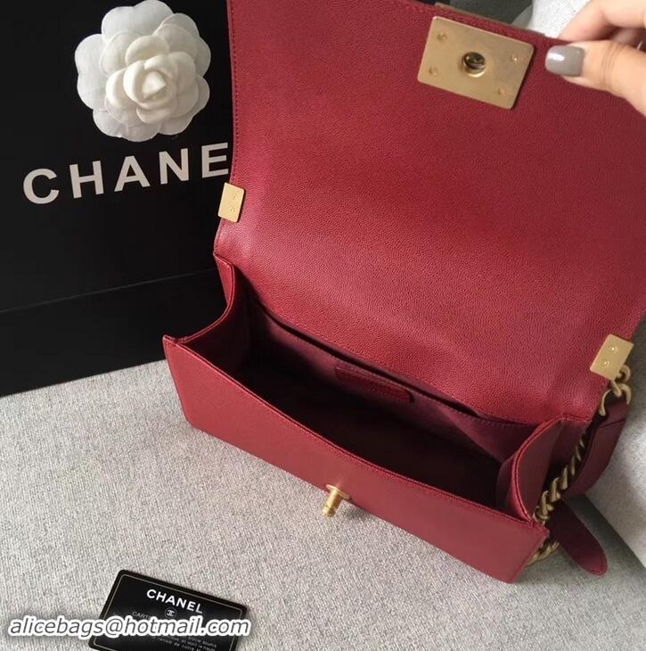 Luxury Chanel Original Quality caviar medium Boy Bag burgundy with gold hardware 616017