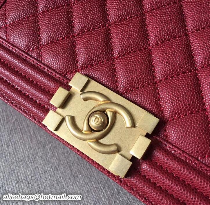 Luxury Chanel Original Quality caviar medium Boy Bag burgundy with gold hardware 616017