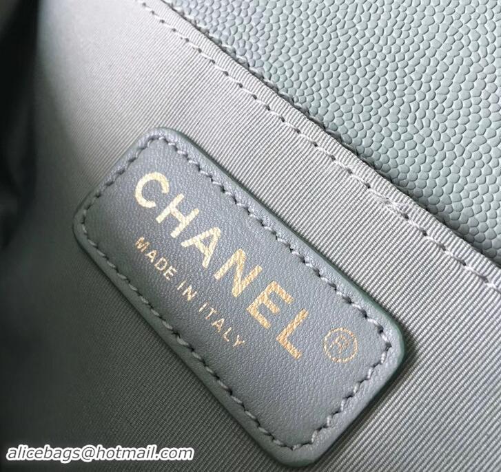 Good Quality Chanel Original Quality caviar medium Boy Bag Light Green with gold hardware 616017