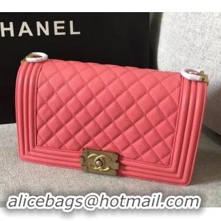 Fashion Chanel Original Quality caviar medium Boy Bag pink with gold hardware 616017