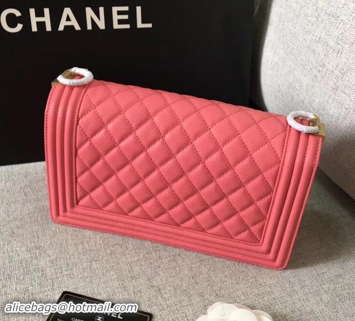 Fashion Chanel Original Quality caviar medium Boy Bag pink with gold hardware 616017