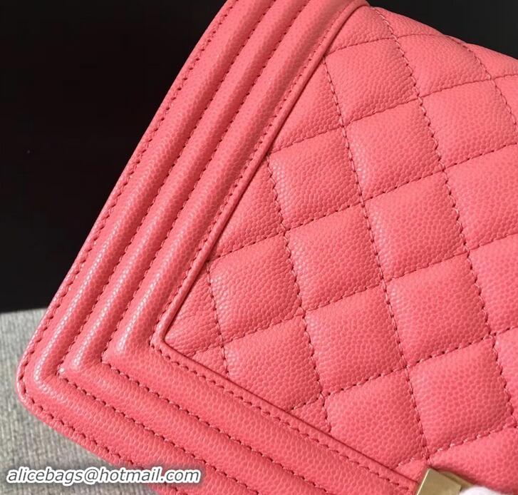 Fashion Chanel Original Quality caviar medium Boy Bag pink with gold hardware 616017