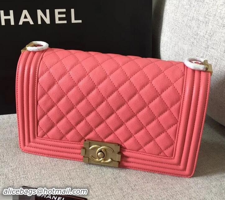 Fashion Chanel Original Quality caviar medium Boy Bag pink with gold hardware 616017