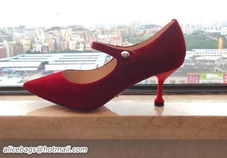 Hot Sale Prada Heel 6cm Strap with Button Pumps P96311 Suede Red 2019