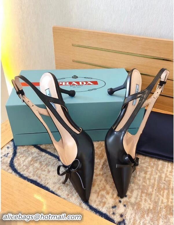 Conveniency Prada Heel 6cm Bow Pumps P96328 Leather Black 2019