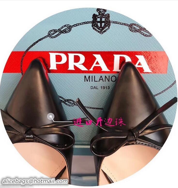 Conveniency Prada Heel 6cm Bow Pumps P96328 Leather Black 2019