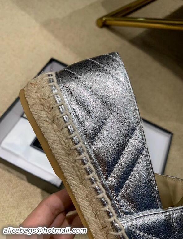 OUTLETS Gucci Glitter Espadrilles G96301 Silver With Crystal Double G 2019