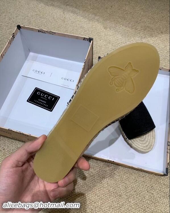 Imitation Gucci Canvas GG Espadrilles Slides Sandals G96343 Black 2019