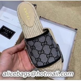 Discount Gucci Canvas GG Espadrilles Slides Sandals G96343 Blue 2019