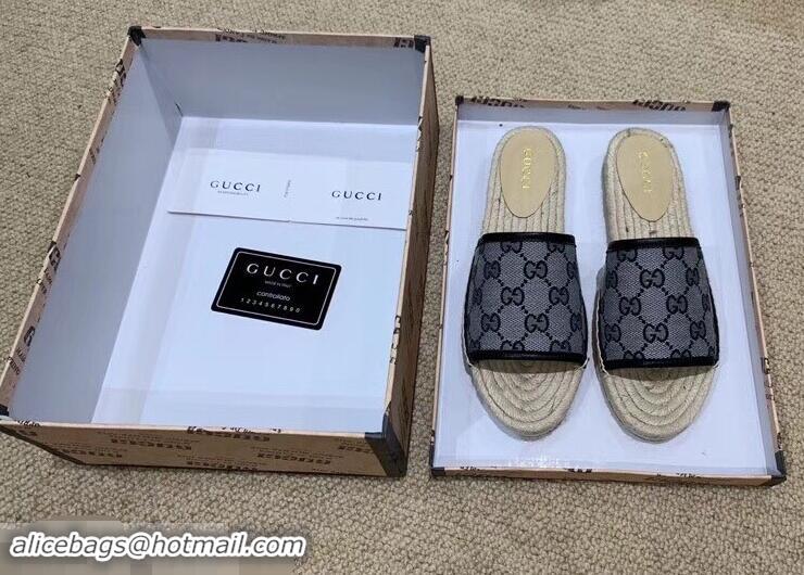 Discount Gucci Canvas GG Espadrilles Slides Sandals G96343 Blue 2019