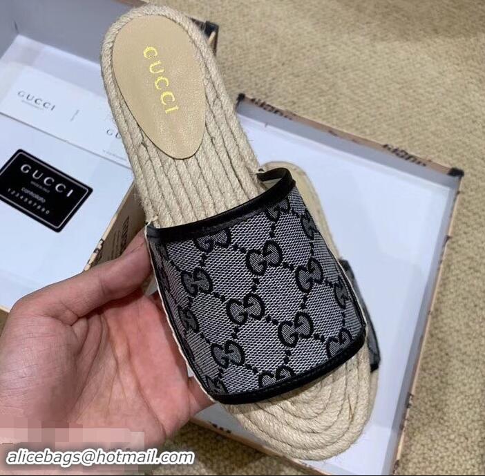 Discount Gucci Canvas GG Espadrilles Slides Sandals G96343 Blue 2019