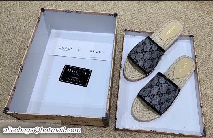 Discount Gucci Canvas GG Espadrilles Slides Sandals G96343 Blue 2019