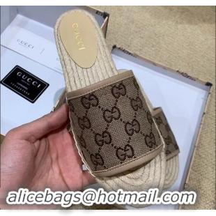 Abatement Gucci Canvas GG Espadrilles Slides Sandals G96343 Beige 2019