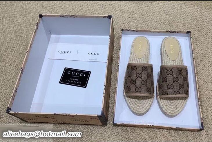 Abatement Gucci Canvas GG Espadrilles Slides Sandals G96343 Beige 2019