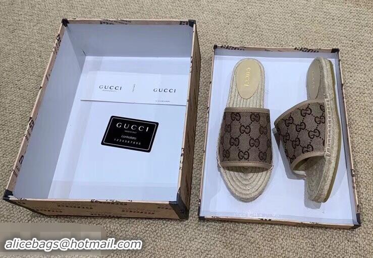 Abatement Gucci Canvas GG Espadrilles Slides Sandals G96343 Beige 2019