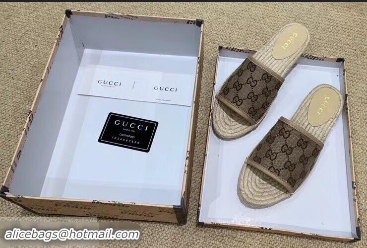 Abatement Gucci Canvas GG Espadrilles Slides Sandals G96343 Beige 2019