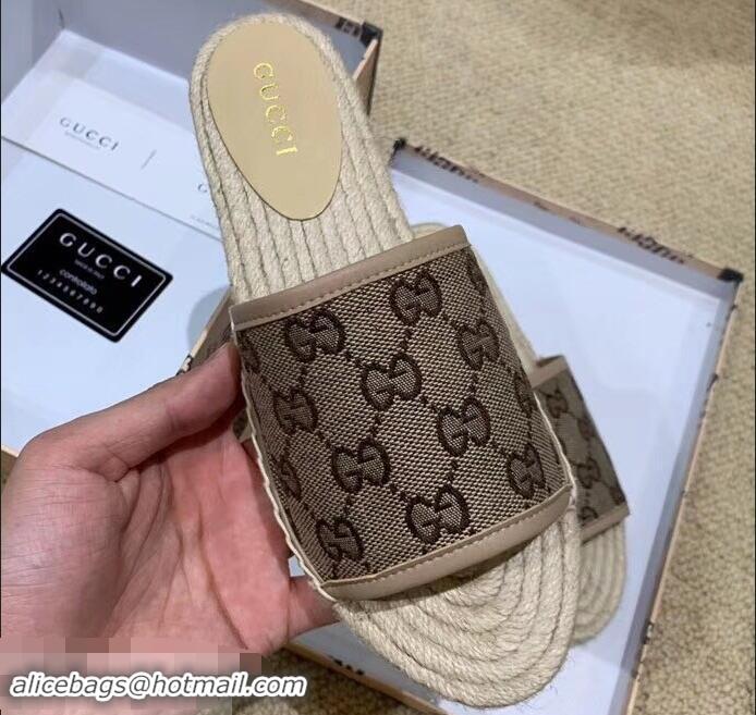 Abatement Gucci Canvas GG Espadrilles Slides Sandals G96343 Beige 2019