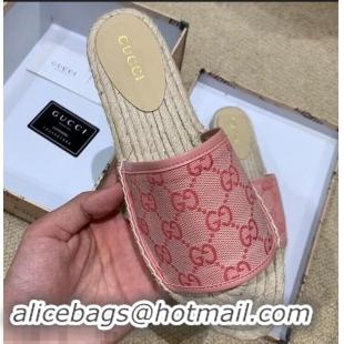 Low Cost Gucci Canvas GG Espadrilles Slides Sandals G96343 Pink 2019