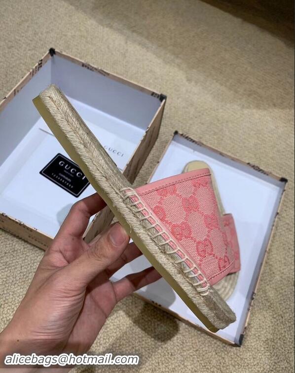 Low Cost Gucci Canvas GG Espadrilles Slides Sandals G96343 Pink 2019