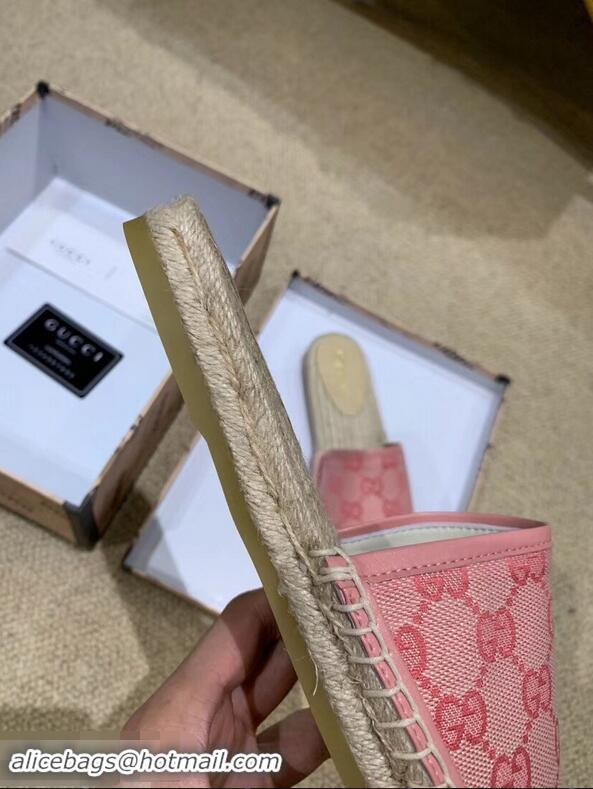 Low Cost Gucci Canvas GG Espadrilles Slides Sandals G96343 Pink 2019