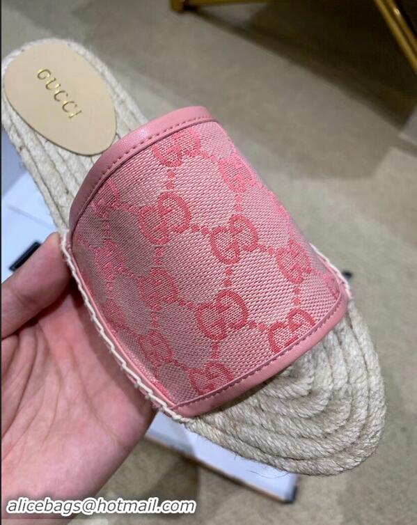 Low Cost Gucci Canvas GG Espadrilles Slides Sandals G96343 Pink 2019