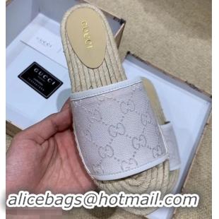 Low Price Gucci Canvas GG Espadrilles Slides Sandals G96343 White 2019