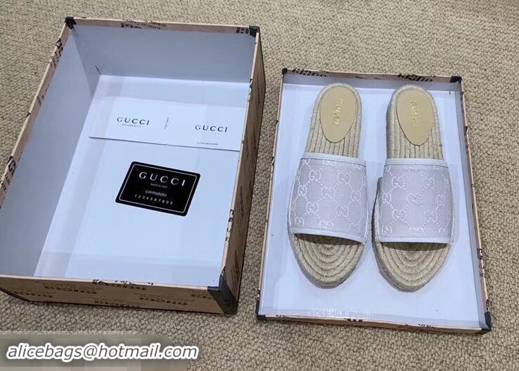 Low Price Gucci Canvas GG Espadrilles Slides Sandals G96343 White 2019