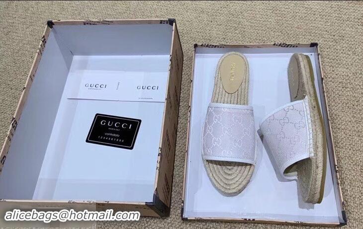 Low Price Gucci Canvas GG Espadrilles Slides Sandals G96343 White 2019