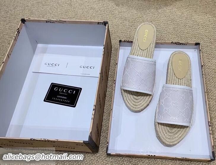 Low Price Gucci Canvas GG Espadrilles Slides Sandals G96343 White 2019