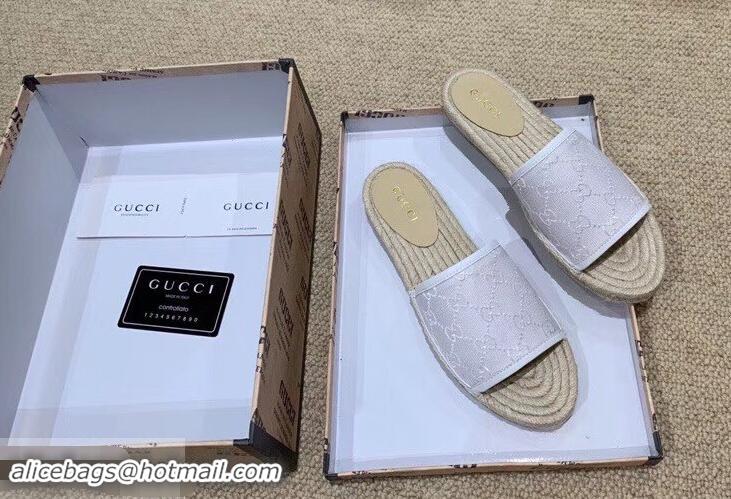 Low Price Gucci Canvas GG Espadrilles Slides Sandals G96343 White 2019