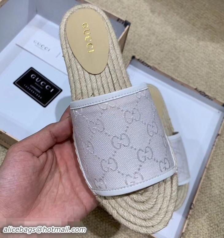 Low Price Gucci Canvas GG Espadrilles Slides Sandals G96343 White 2019