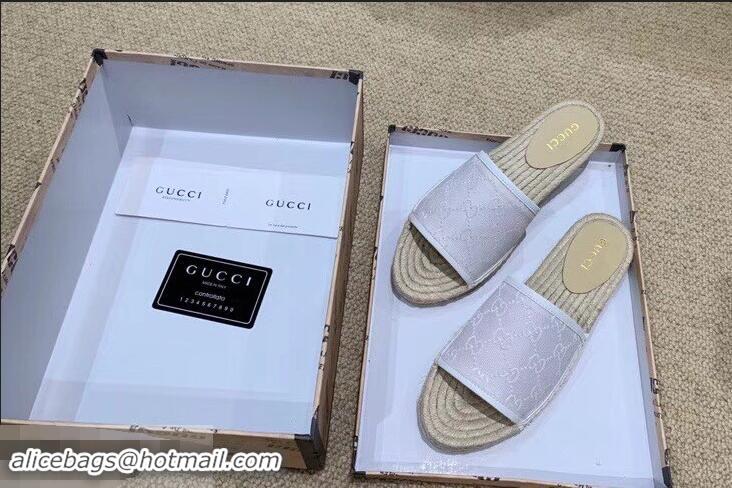 Low Price Gucci Canvas GG Espadrilles Slides Sandals G96343 White 2019