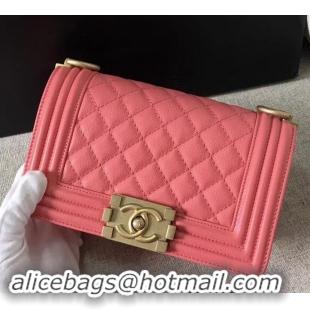 Best Chanel Original Quality caviar small Boy Bag pink With gold Hardware AS04623 2019