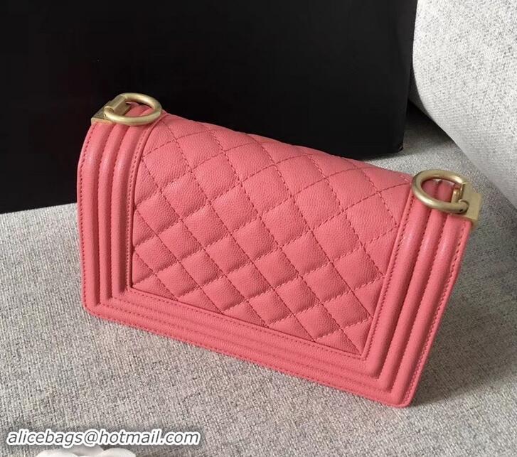 Best Chanel Original Quality caviar small Boy Bag pink With gold Hardware AS04623 2019