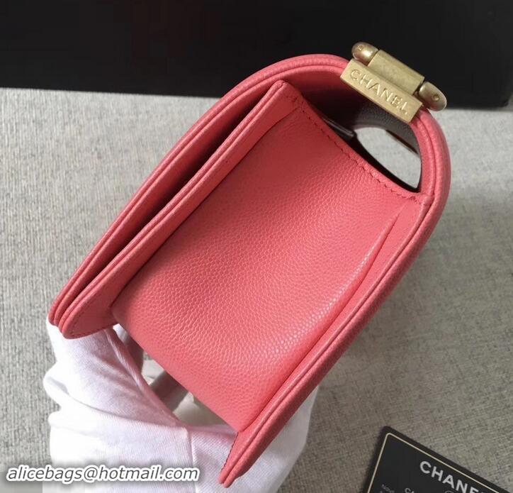 Best Chanel Original Quality caviar small Boy Bag pink With gold Hardware AS04623 2019